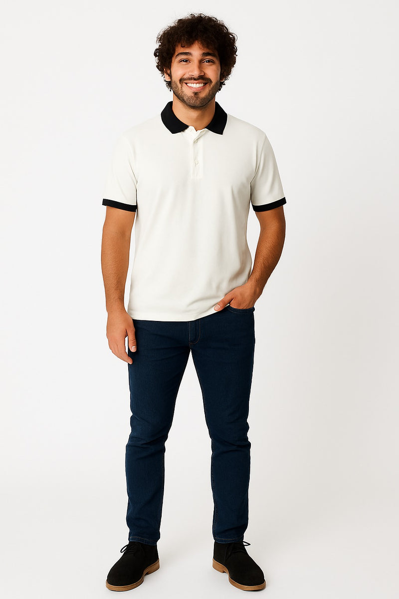 Men Contrast Collar Polo Shirt