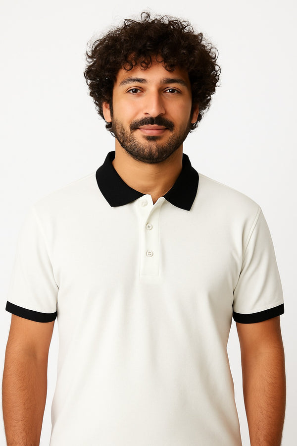 Men Contrast Collar Polo Shirt