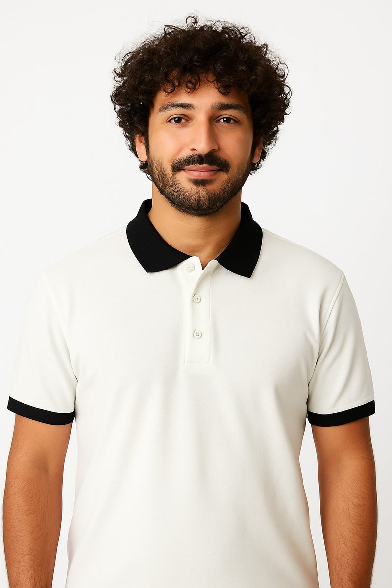 Men Contrast Collar Polo Shirt