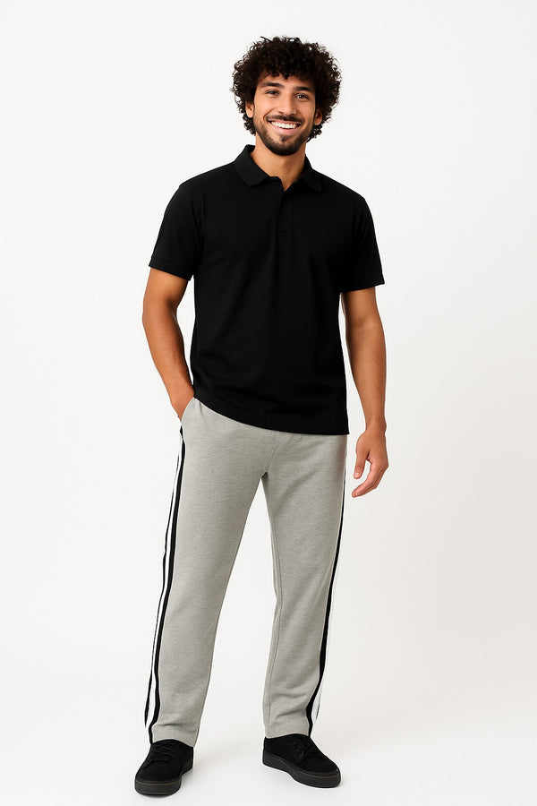 Black Side-Stripe Track Pants
