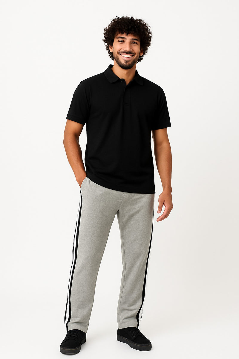 Black Side-Stripe Track Pants